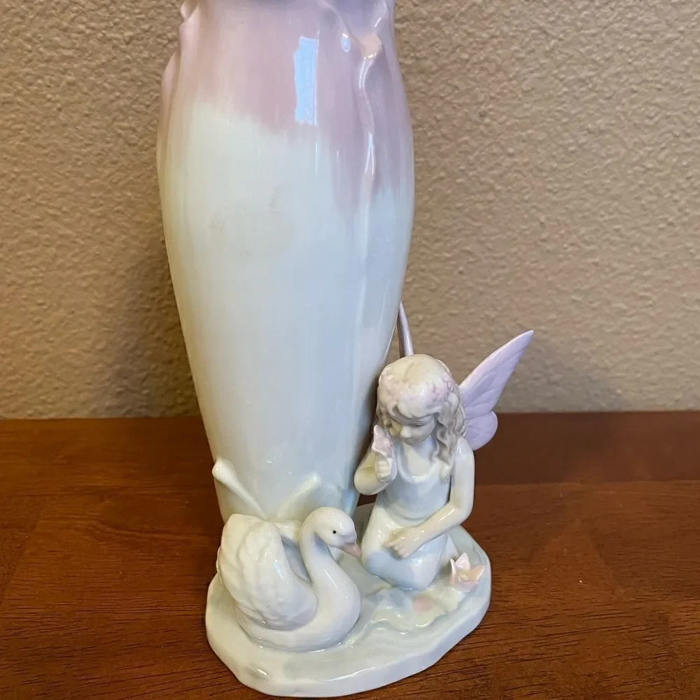Vintage Fairy Swan Porcelain Vase
